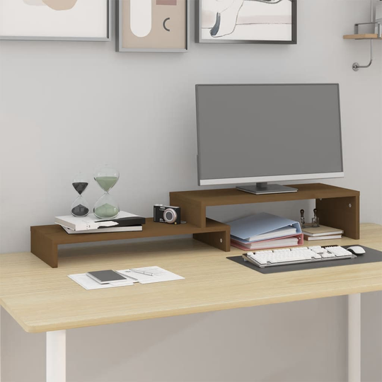 vidaXL Näyttökoroke hunajanruskea (52-101)x22x14 cm täysi mänty