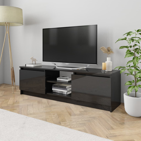 vidaXL TV-taso korkeakiilto musta 120x30x35,5 cm lastulevy