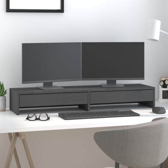 vidaXL Näyttökoroke harmaa 100x27x15 cm täysi mänty
