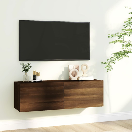 vidaXL TV-seinäkaappi ruskea tammi 100x30x30 cm tekninen puu
