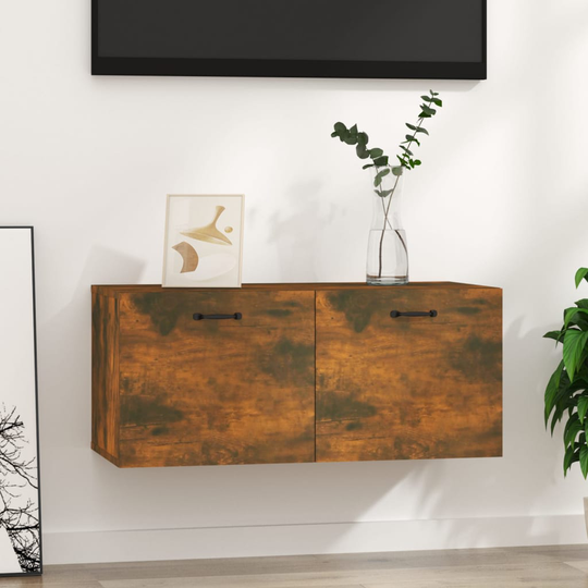 vidaXL Seinäkaappi savutammi 80x35x36,5 cm tekninen puu