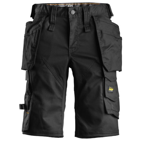 Snickers 6147 AllroundWork Shortsit stretch, naisten malli, musta/musta 32