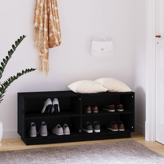 vidaXL Kenkäkaappi musta 110x34x45 cm täysi mänty