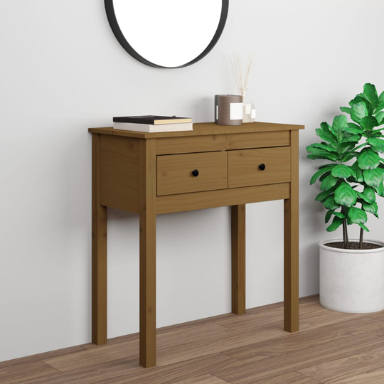 vidaXL Konsolipöytä hunajanruskea 70x35x75 cm täysi mänty