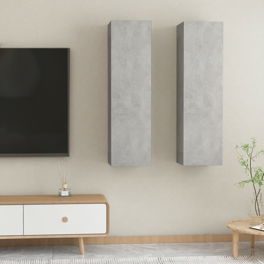 vidaXL TV-tasot 2 kpl betoninharmaa 30,5x30x110 cm lastulevy