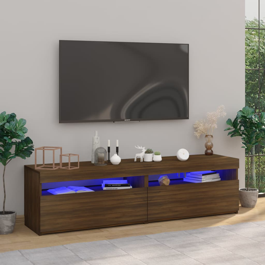 vidaXL TV-taso LED-valoilla 2 kpl ruskea tammi 75x35x40 cm