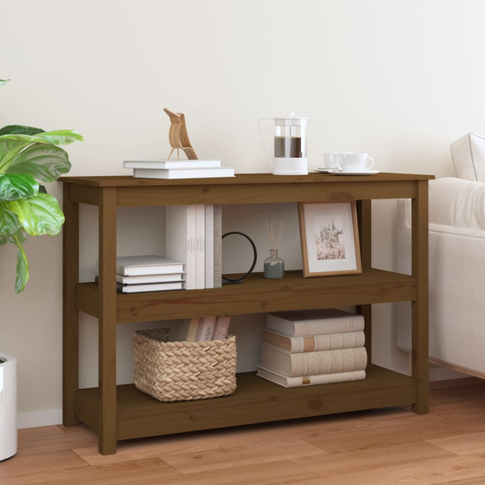 vidaXL Konsolipöytä hunajanruskea 110x40x74 cm täysi mänty