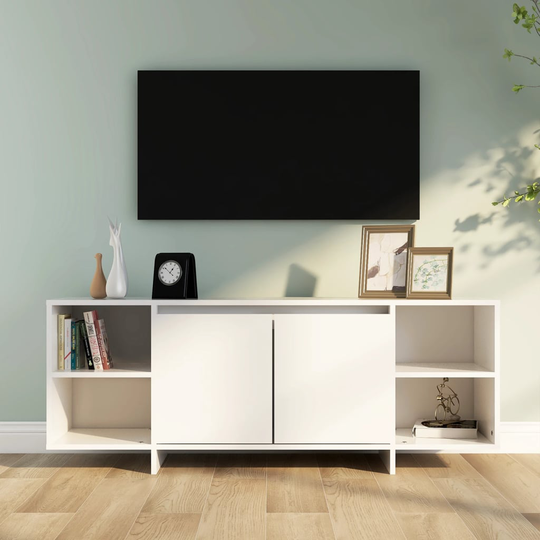 vidaXL TV-taso valkoinen 130x35x50 cm lastulevy