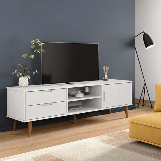 vidaXL TV-taso valkoinen 158x40x49 cm täysi mänty