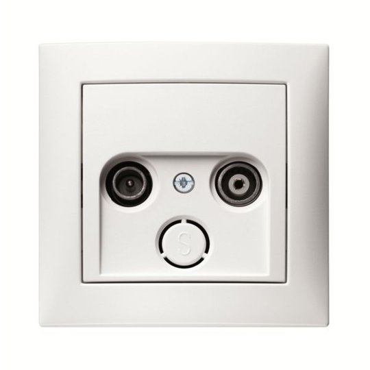 Hager 6345151909 Antennipistorasia 75 ohmia, vaimennus 15 dB, IP20 valkoinen