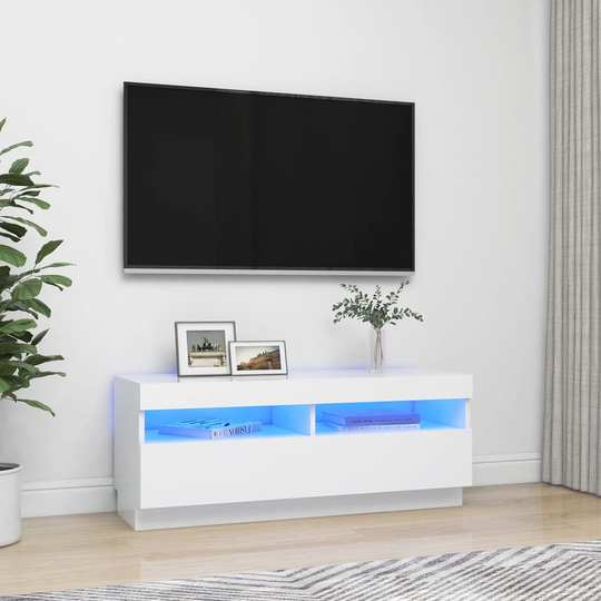 vidaXL TV-taso LED-valoilla valkoinen 100x35x40 cm