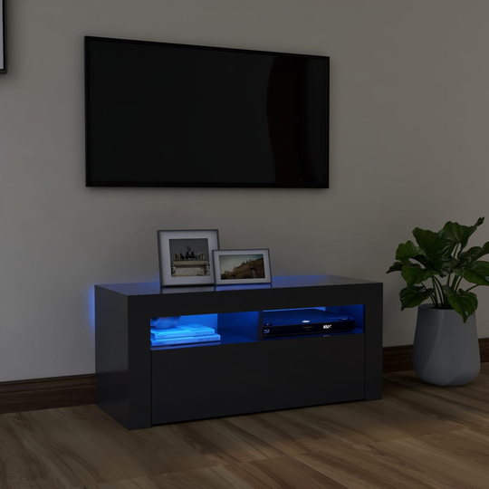 vidaXL TV-taso LED-valoilla harmaa 90x35x40 cm