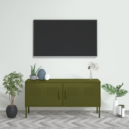 vidaXL TV-taso oliivinvihreä 105x35x50 cm teräs