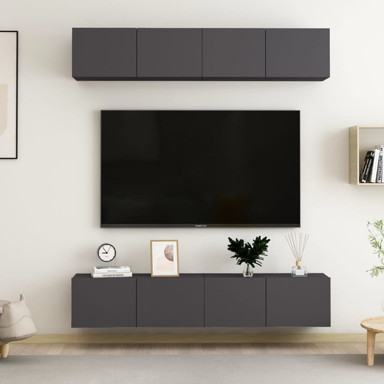vidaXL TV-tasot 4 kpl harmaa 80x30x30 cm lastulevy