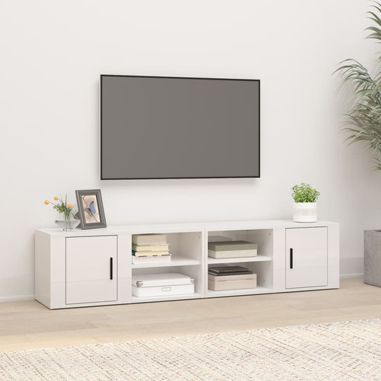 vidaXL TV-tasot 2 kpl korkeakiilto valk. 80x31,5x36 cm tekninen puu