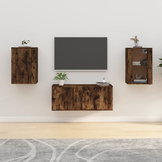 vidaXL Seinäkiinnitettävät TV-tasot 2 kpl savutammi 40x34,5x60 cm