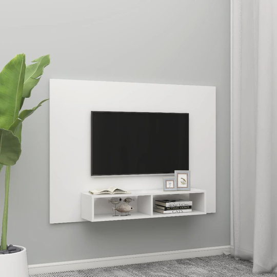 vidaXL TV-taso seinälle valkoinen 135x23,5x90cm lastulevy