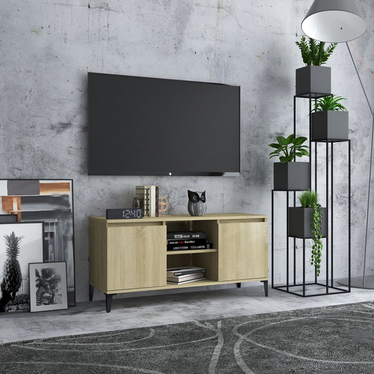 vidaXL TV-taso metallijaloilla Sonoma-tammi 103,5x35x50 cm