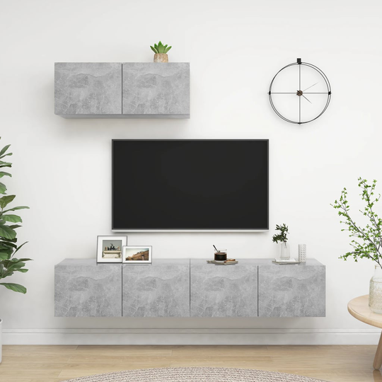 vidaXL TV-taso 3 kpl betoninharmaa lastulevy