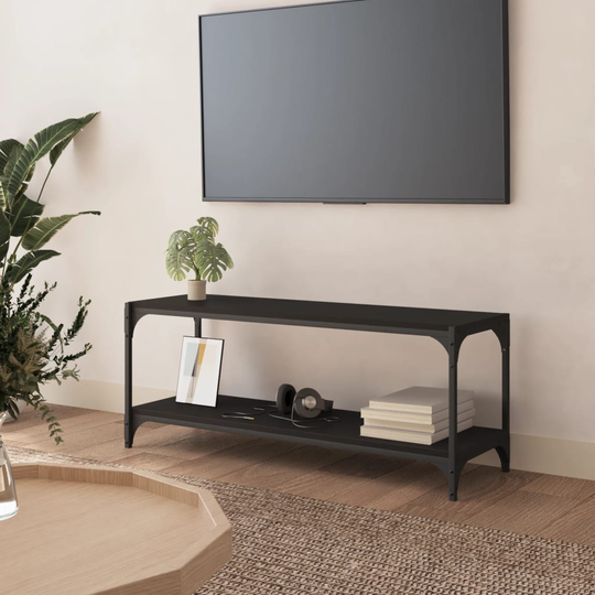 vidaXL TV-taso musta 100x33x41 cm tekninen puu ja teräs