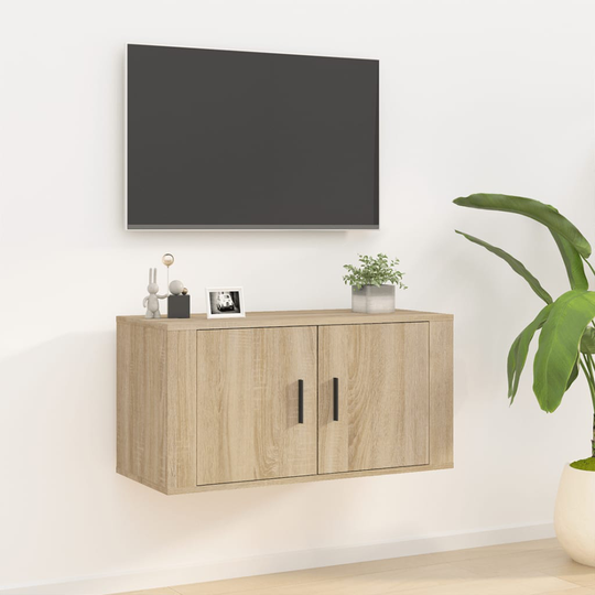 vidaXL Seinäkiinnitettävä TV-taso Sonoma-tammi 80x34,5x40 cm
