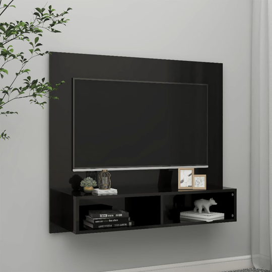vidaXL TV-taso seinälle korkeakiilto musta 102x23,5x90cm lastulevy