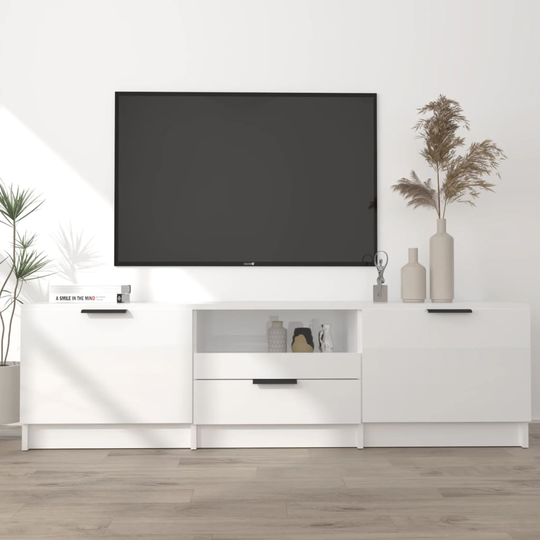 vidaXL TV-taso korkeakiilto valkoinen 140x35x40 cm tekninen puu