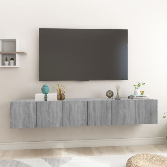 vidaXL Riippuva TV-kaappi harmaa Sonoma 3 kpl 60x30x30 cm tekninen puu