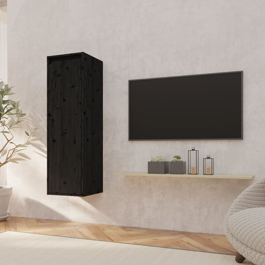 vidaXL Seinäkaappi musta 30x30x100 cm täysi mänty