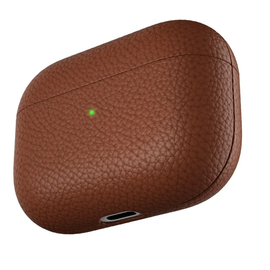 KeyBudz - PodSkinz Artisan Series Leather Case - Handcrafted Leather Case for your Airpods Pro (Color: Natural Brown)