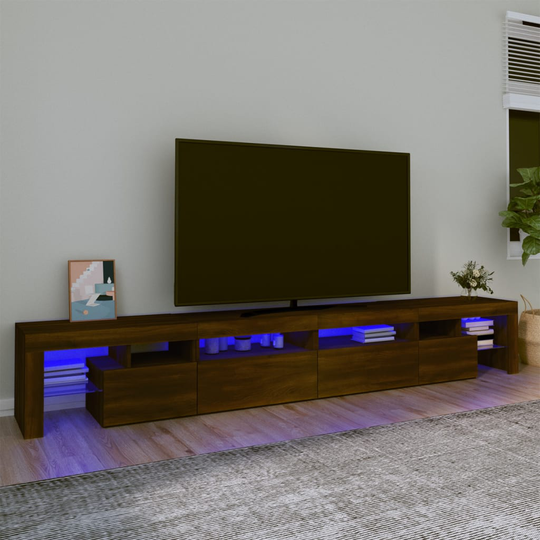 vidaXL TV-taso LED-valoilla ruskea tammi 280x36,5x40 cm