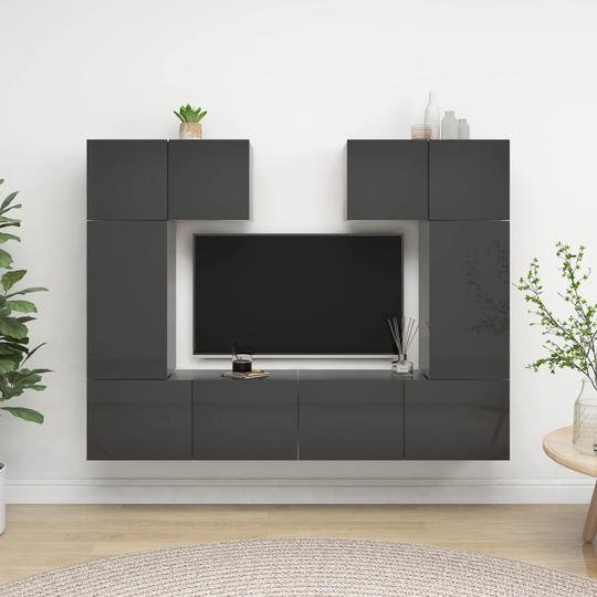 vidaXL 6-osainen TV-kaappisarja korkeakiilto harmaa lastulevy