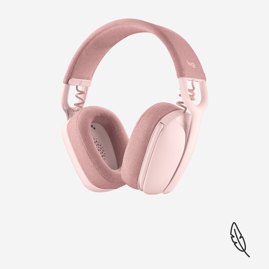 Logitech - Zone Vibe 100 Lightweight Wireless Over Ear Headphones - Noise Canceling Microphone - ROSE