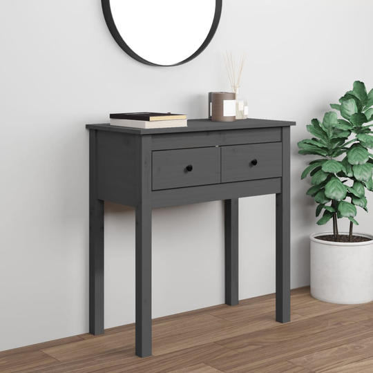 vidaXL Konsolipöytä harmaa 70x35x75 cm täysi mänty