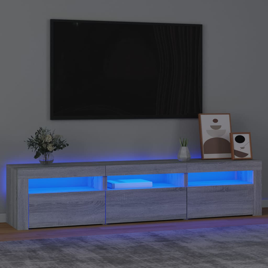 vidaXL TV-taso LED-valoilla harmaa Sonoma 180x35x40 cm