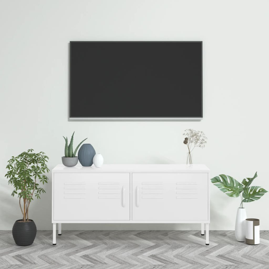 vidaXL TV-taso valkoinen 105x35x50 cm teräs