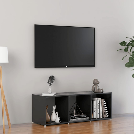vidaXL TV-taso korkeakiilto harmaa 107x35x37 cm lastulevy