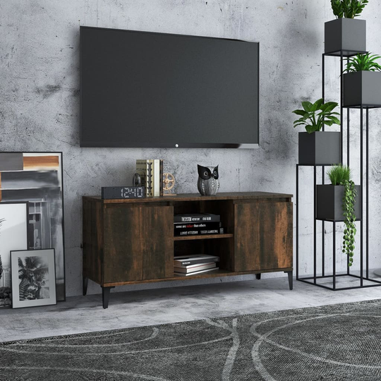 vidaXL TV-taso metallijaloilla savutammi 103,5x35x50 cm