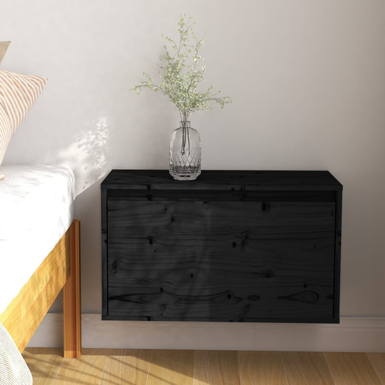 vidaXL Seinäkaappi musta 60x30x35 cm täysi mänty