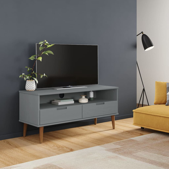 vidaXL TV-taso harmaa 106x40x49 cm täysi mänty