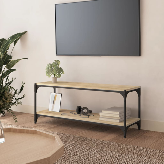 vidaXL TV-taso Sonoma-tammi 100x33x41 cm tekninen puu ja teräs
