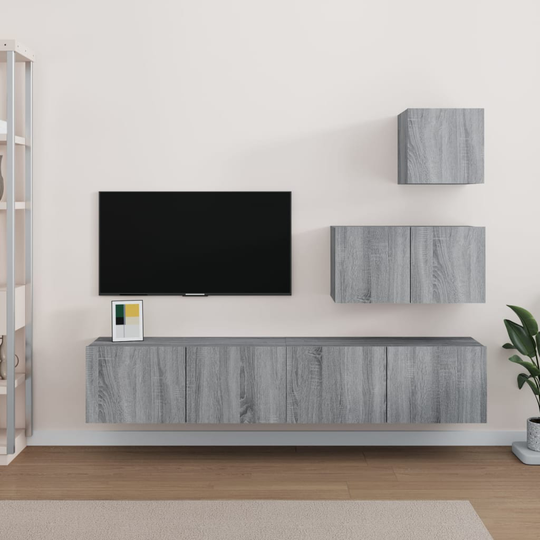 vidaXL 4-osainen TV-kaappisarja harmaa Sonoma tekninen puu