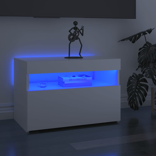 vidaXL TV-tasot LED-valoilla 2 kpl korkeakiilto valkoinen 60x35x40 cm