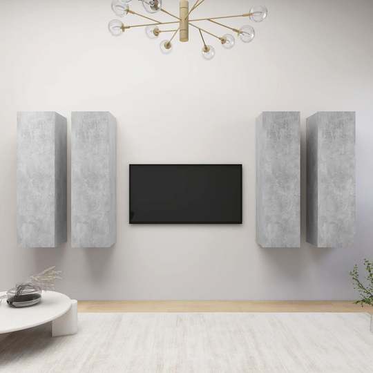 vidaXL TV-tasot 4 kpl betoninharmaa 30,5x30x110 cm lastulevy