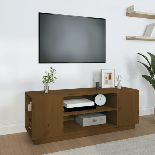 vidaXL TV-taso hunajanruskea 110x35x40,5 cm täysi mänty