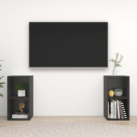 vidaXL TV-tasot 2 kpl harmaa 72x35x36,5 cm lastulevy