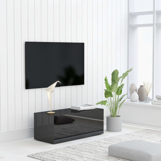 vidaXL TV-taso korkeakiilto musta 80x34x30 cm lastulevy