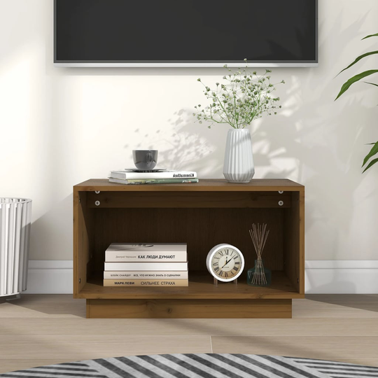 vidaXL TV-taso hunajanruskea 60x35x35 cm täysi mänty