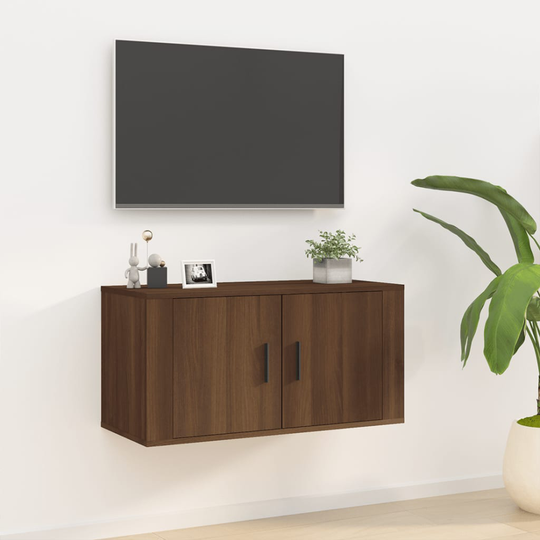 vidaXL Seinäkiinnitettävä TV-taso ruskea tammi 80x34,5x40 cm