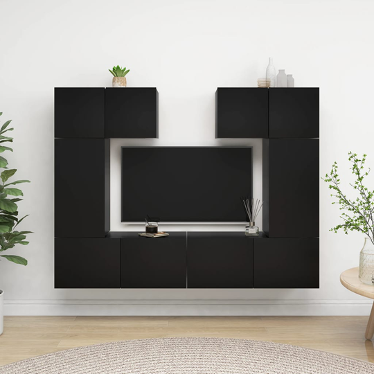 vidaXL 6-osainen TV-kaappisarja musta lastulevy
